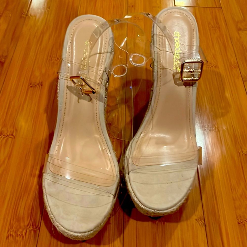 Shoedazzle clear wedges